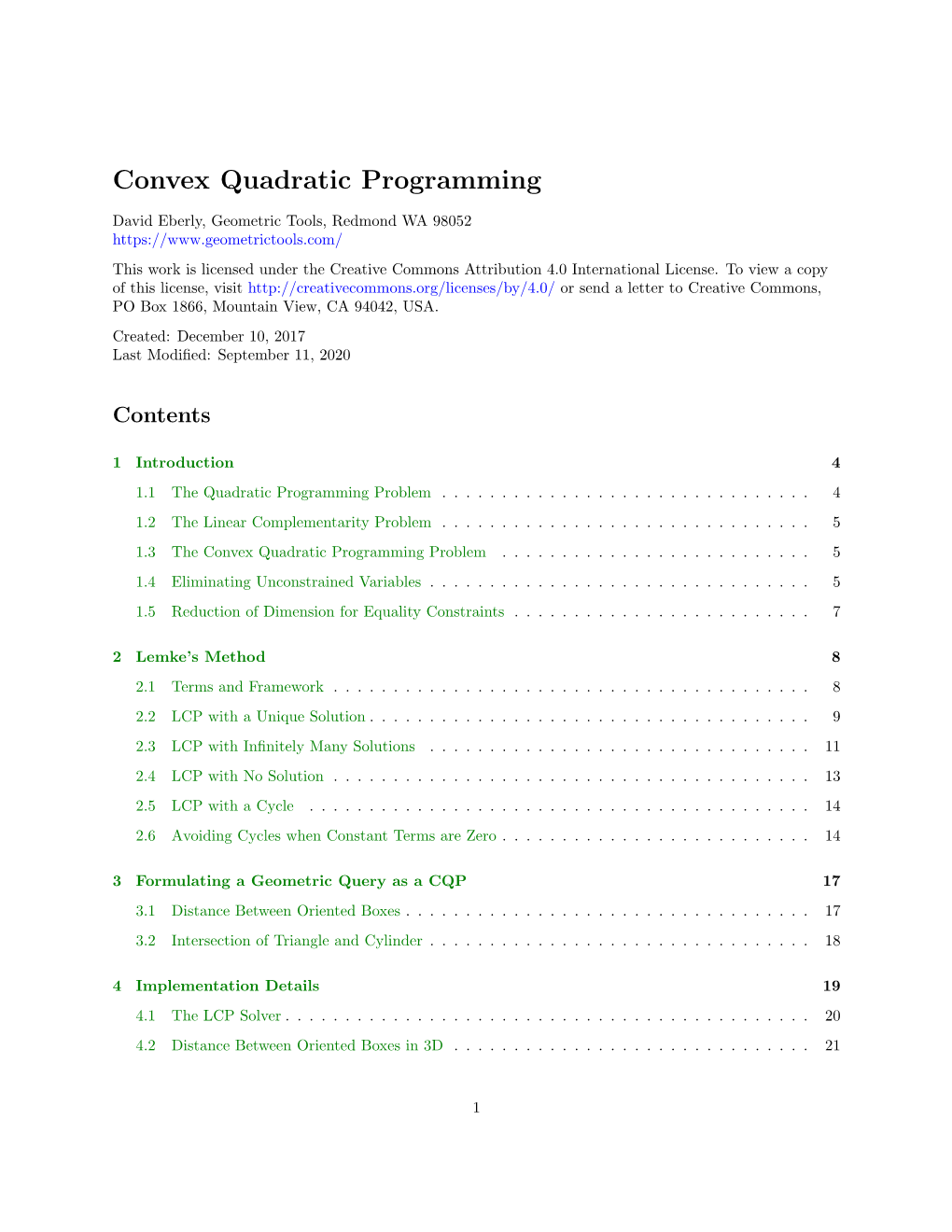 Convex Quadratic Programming