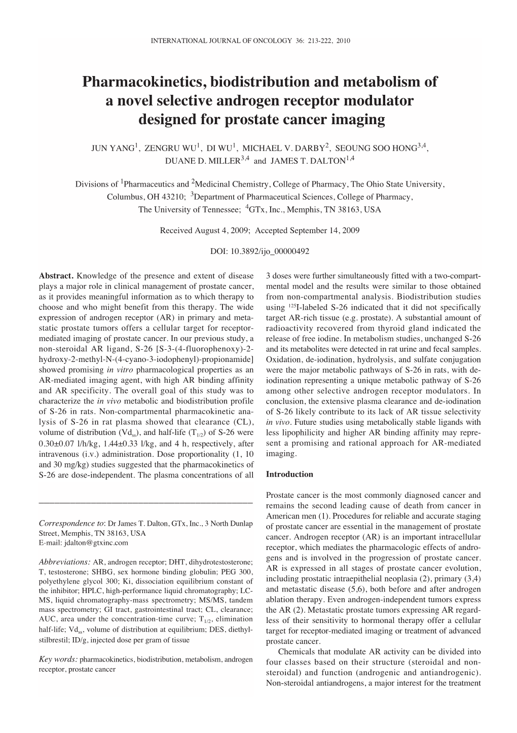 Pharmacokinetics, Biodistribution and Metabolism of a Novel Selective Androgen Receptor Modulator Designed for Prostate Cancer Imaging