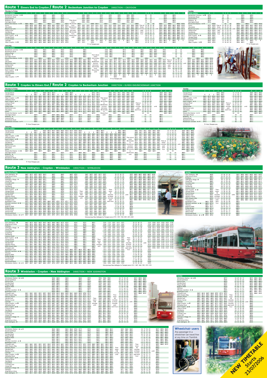 Tram System Timetable