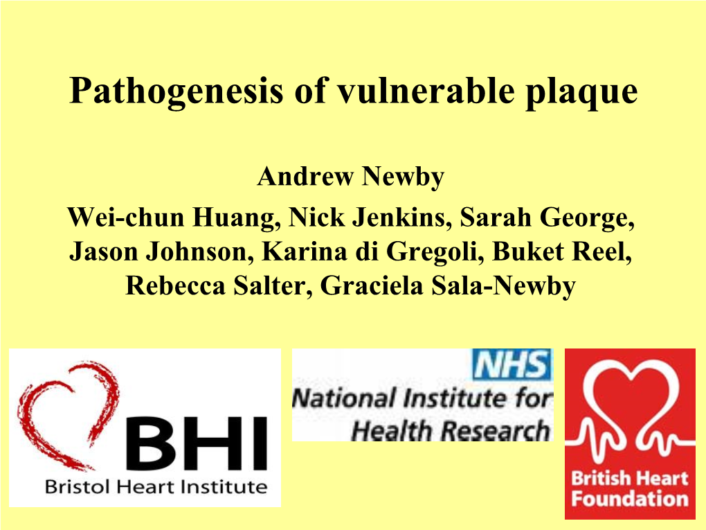 Pathogenesis of Vulnerable Plaque