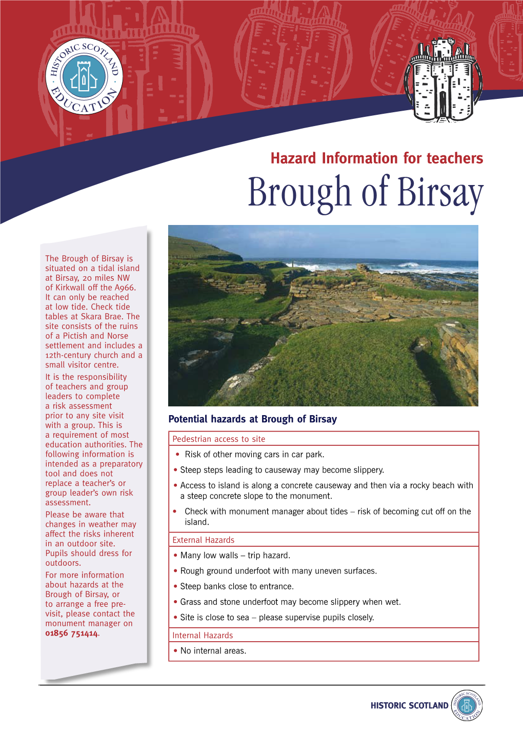 Brough of Birsay Hazard Sheet