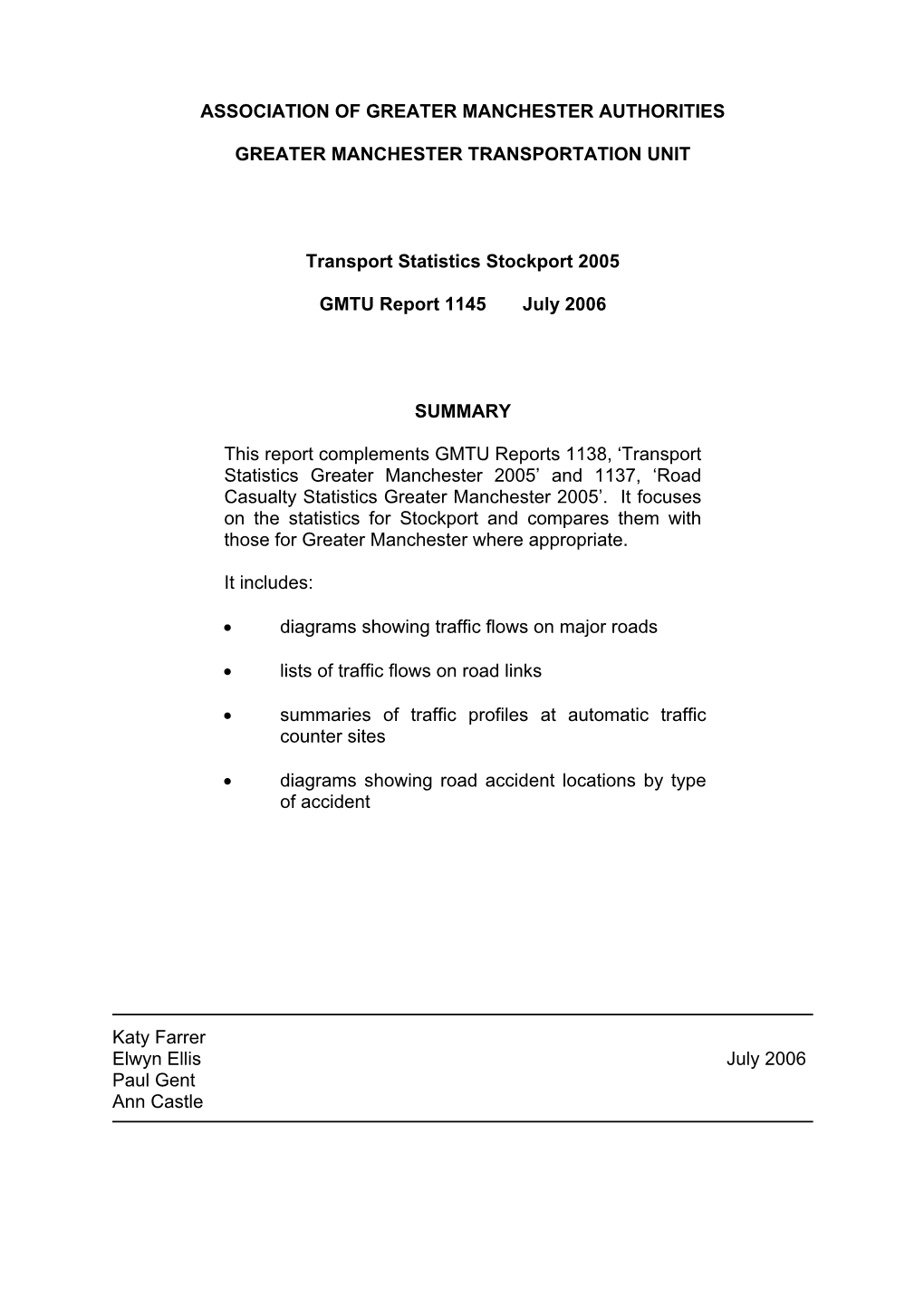 Stockport Transport Statistics 2005