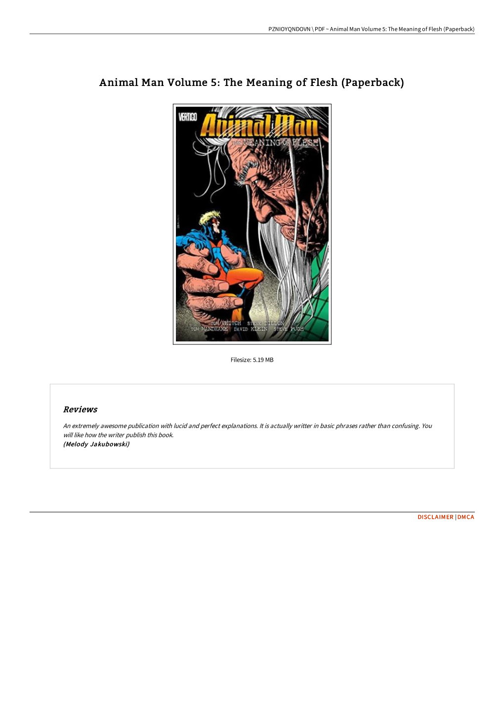 Read Book \ Animal Man Volume 5: the Meaning of Flesh (Paperback