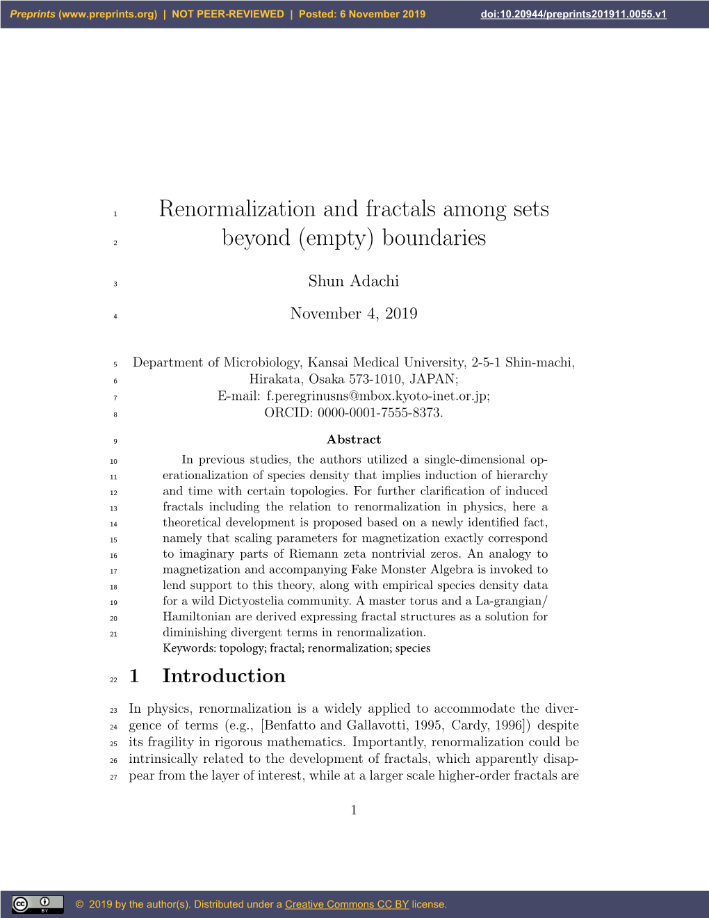 Renormalization and Fractals Among Sets Beyond