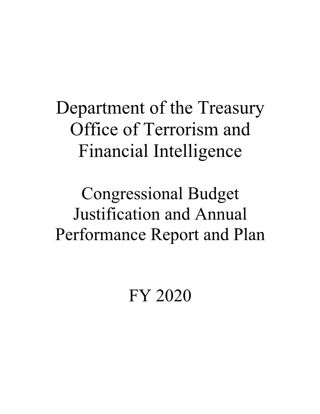 Department of the Treasury Office of Terrorism and Financial Intelligence