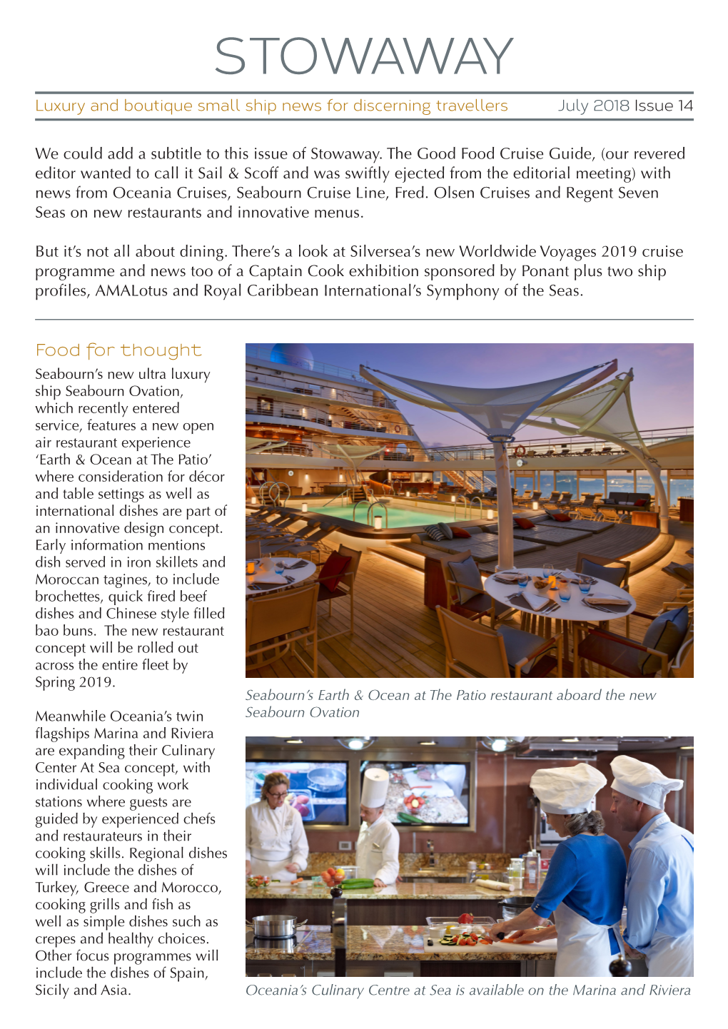 STOWAWAY Luxury and Boutique Small Ship News for Discerning Travellers July 2018 Issue 14