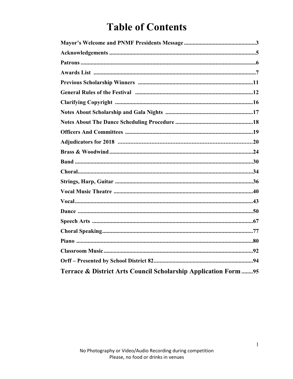 Table of Contents