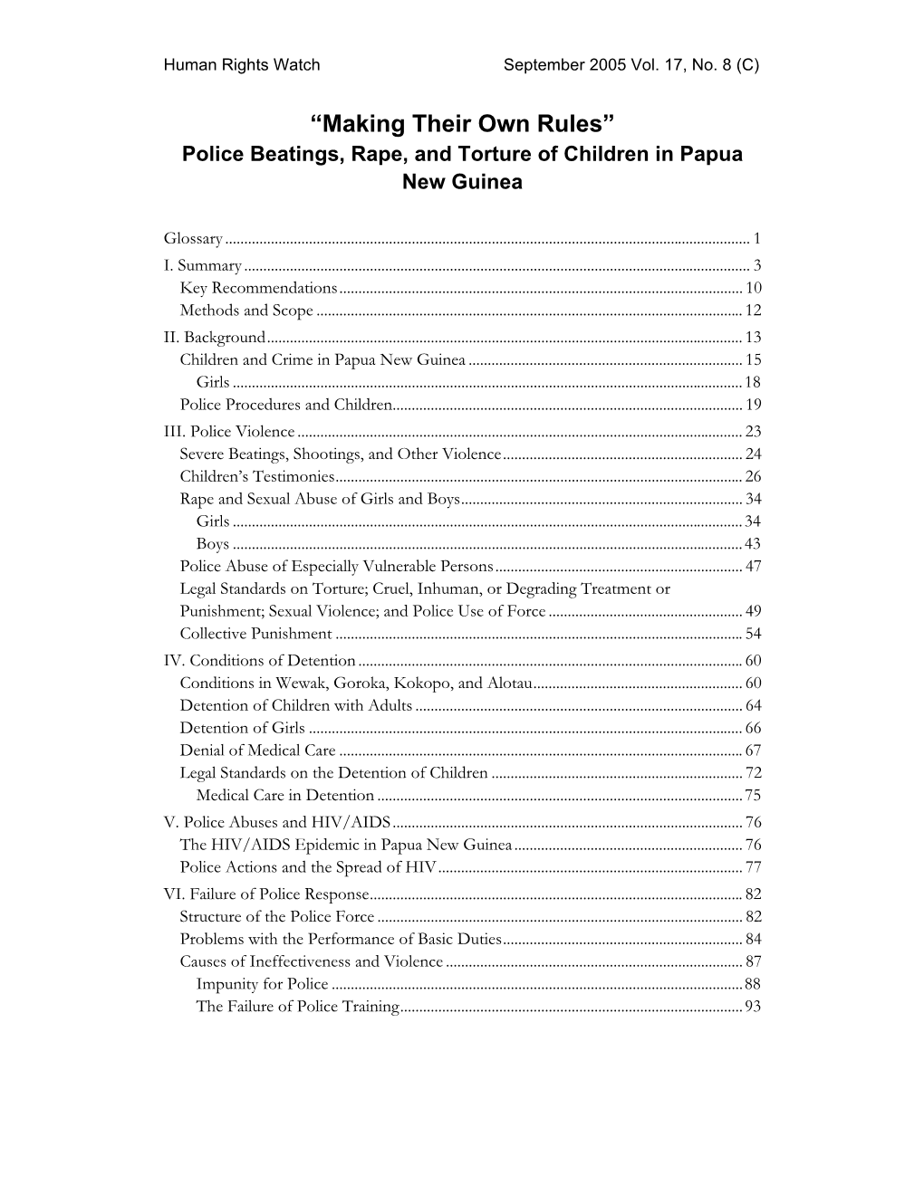 “Making Their Own Rules” Police Beatings, Rape, and Torture of Children in Papua New Guinea