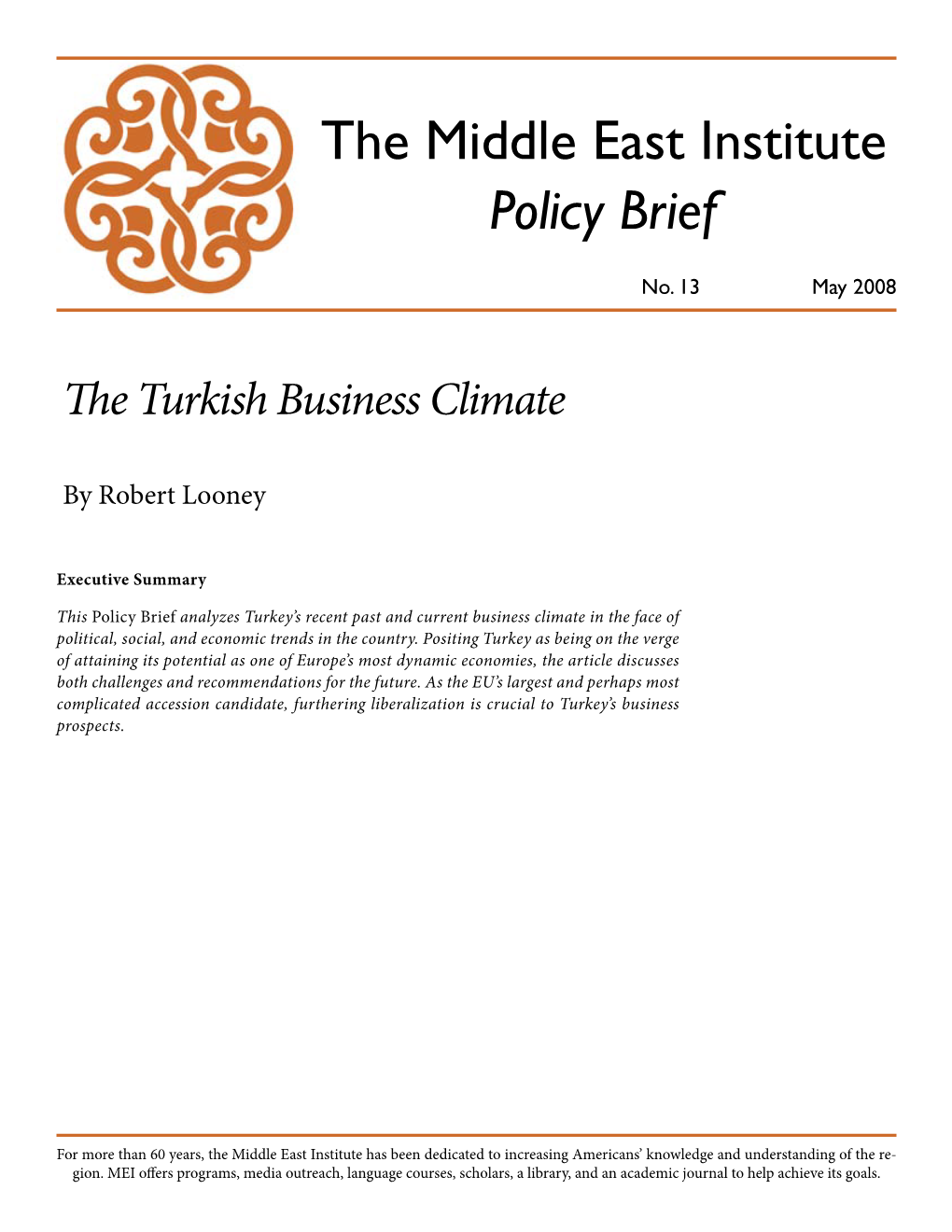 The Middle East Institute Policy Brief