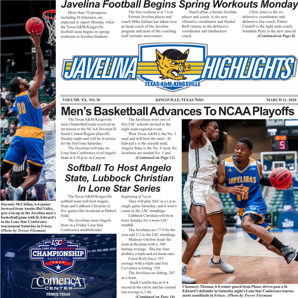 Men's Basketball Advances to NCAA Playoffs