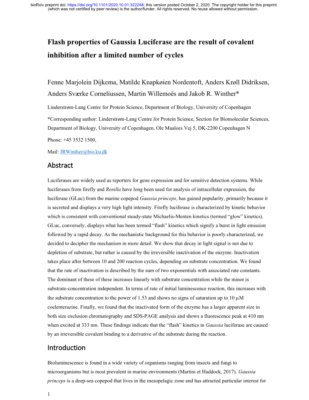 Flash Properties of Gaussia Luciferase Are the Result of Covalent Inhibition After a Limited Number of Cycles