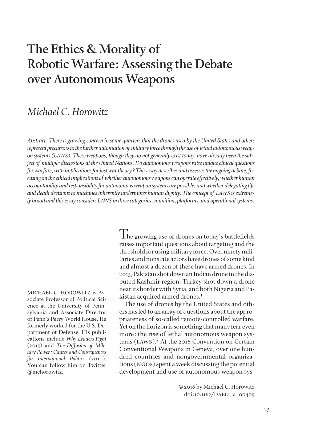The Ethics & Morality of Robotic Warfare