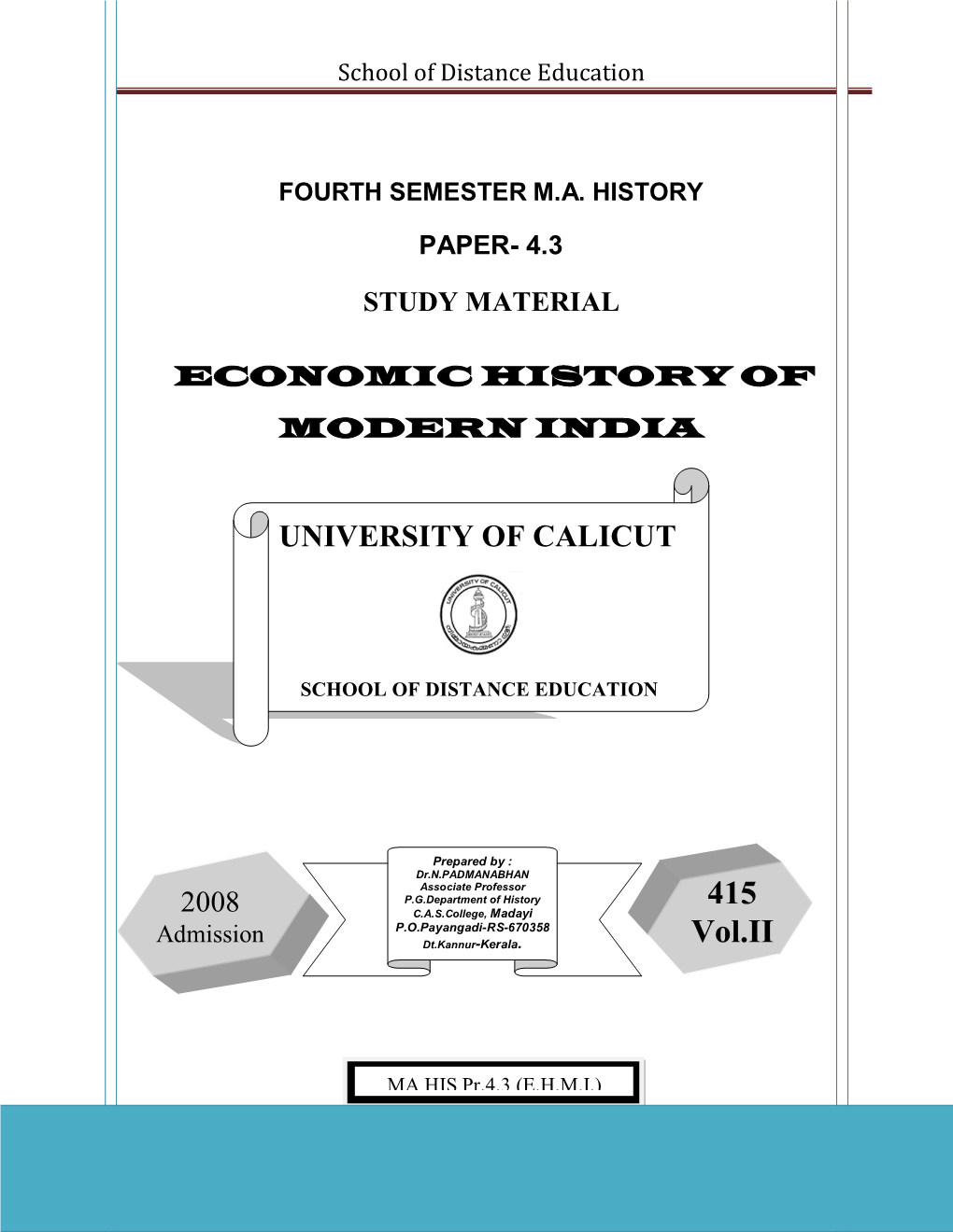 Economic History of Modern India