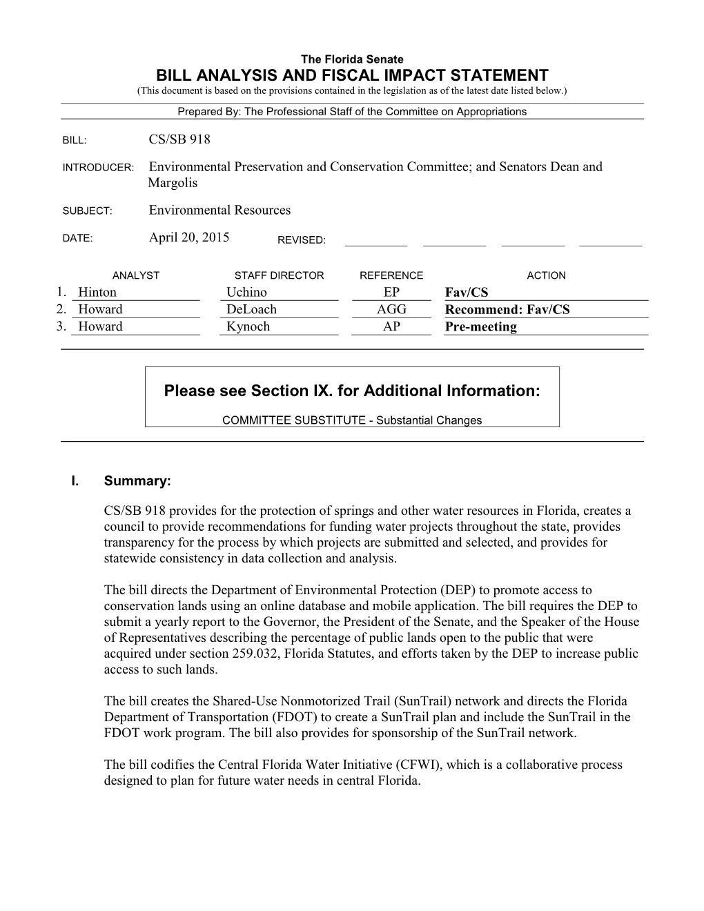 Bill Analysis and Fiscal Impact Statement