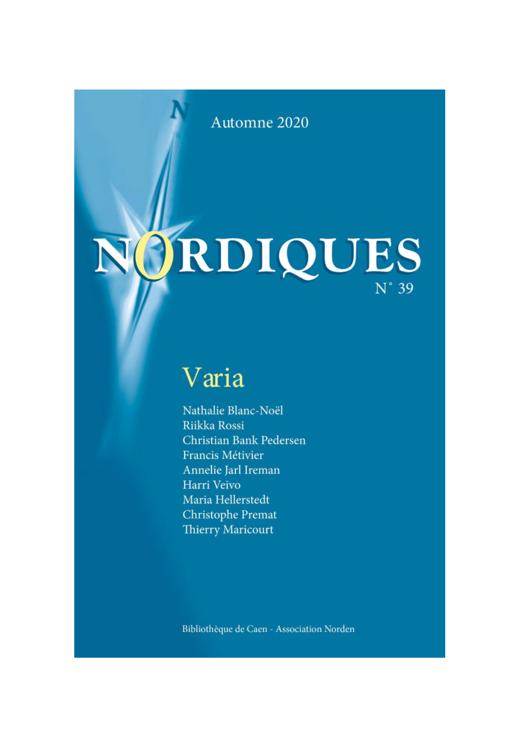 Nordiques, 39 | 2020 [En Ligne], Mis En Ligne Le 01 Novembre 2020, Consulté Le 23 Mars 2021