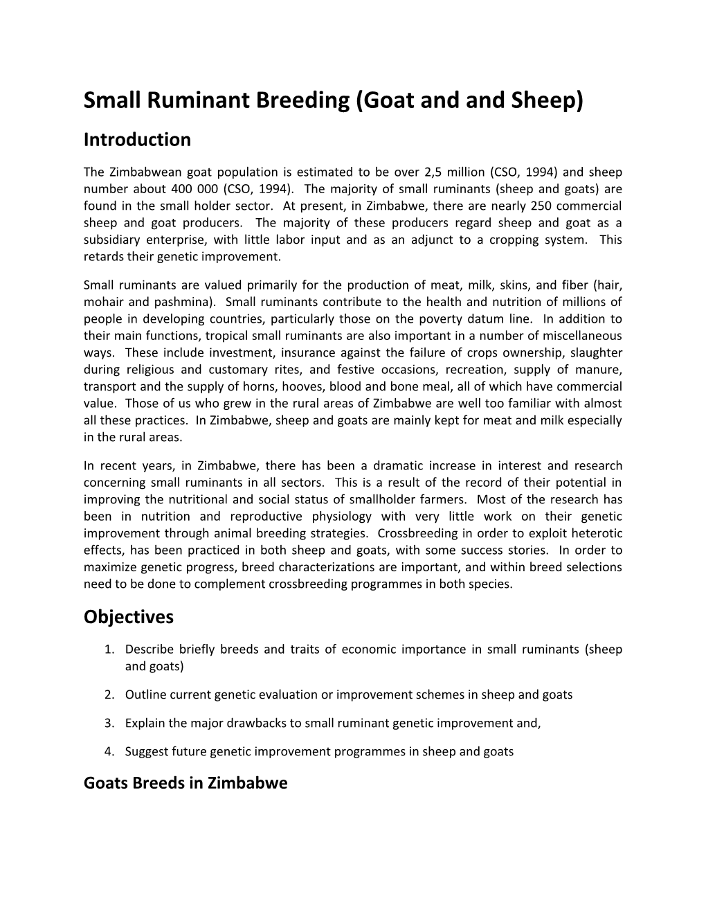 Small Ruminant Breeding (Goat and and Sheep)