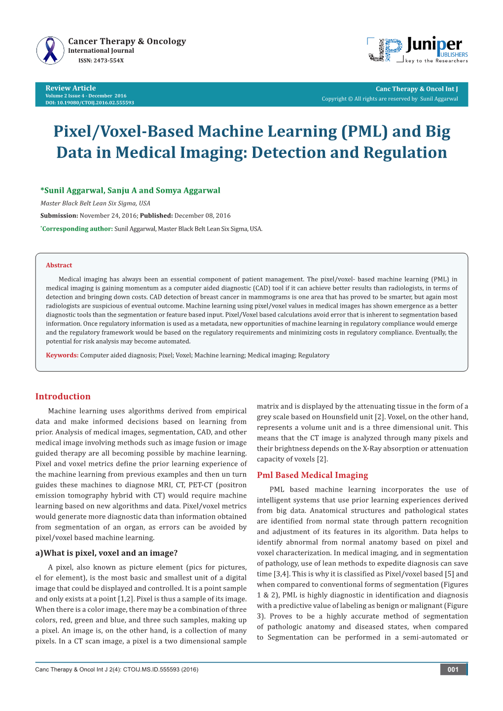 Pixel/Voxel-Based Machine Learning (PML) and Big Data in Medical Imaging: Detection and Regulation