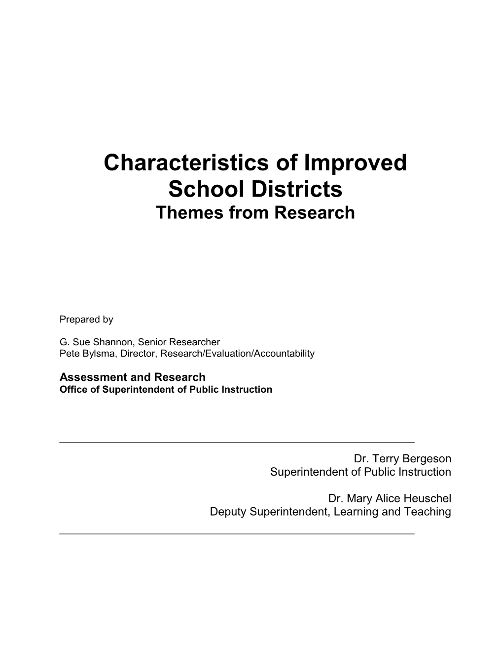 Characteristics of Improved School Districts