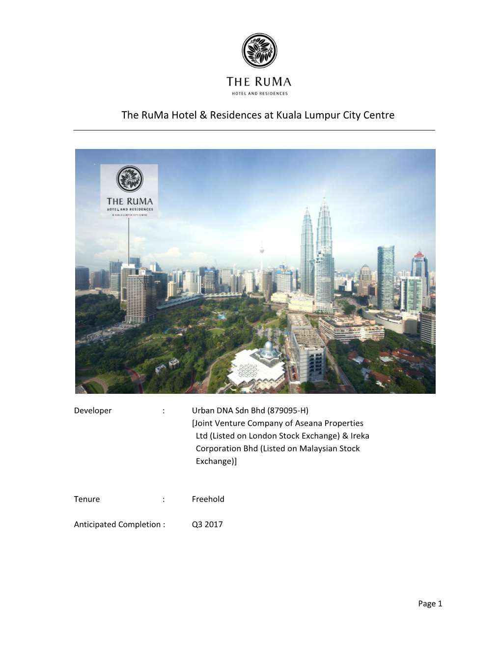 The Ruma Hotel & Residences at Kuala Lumpur City Centre