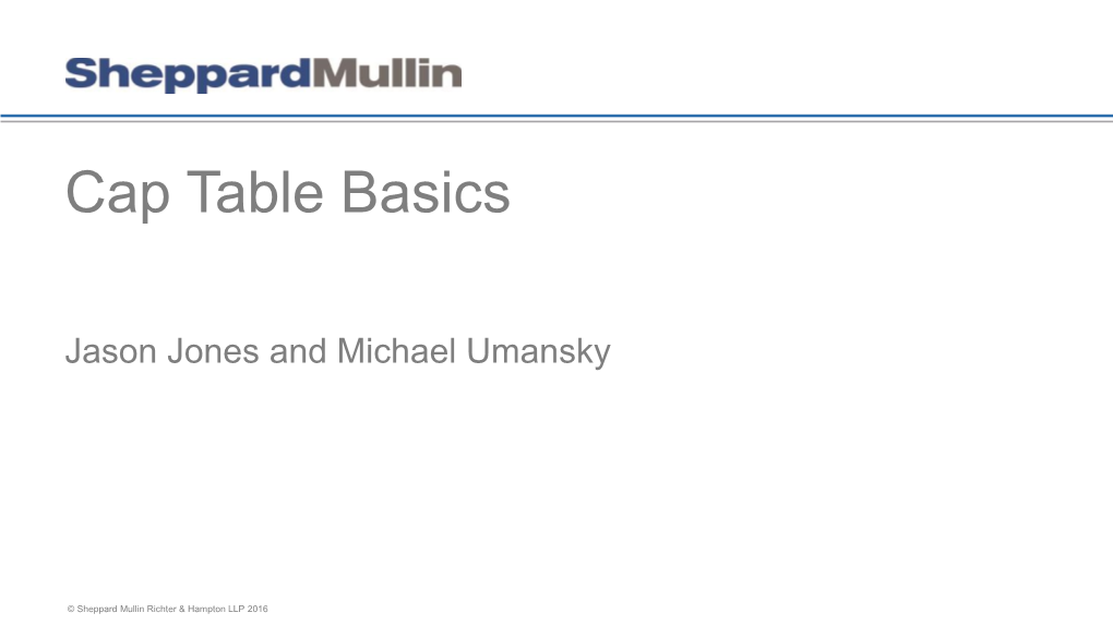 Cap Table Basics