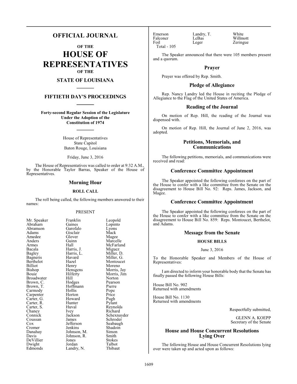 House of Representatives State Capitol Petitions, Memorials, and Baton Rouge, Louisiana Communications