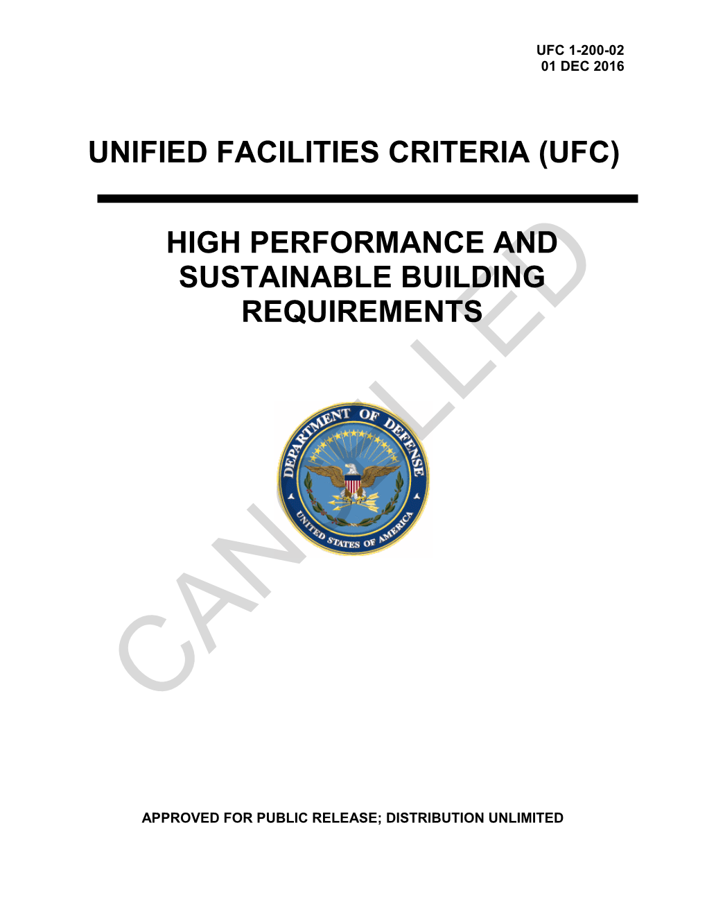 UFC 1-200-02 High Performance and Sustainable Building Requirements