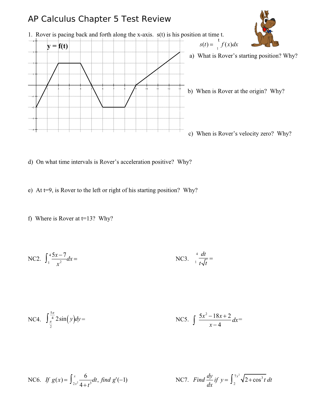 AP Calculus Chapter 5 Test Review