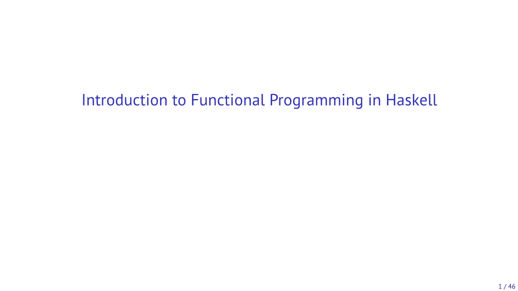 Functional Programming in Haskell