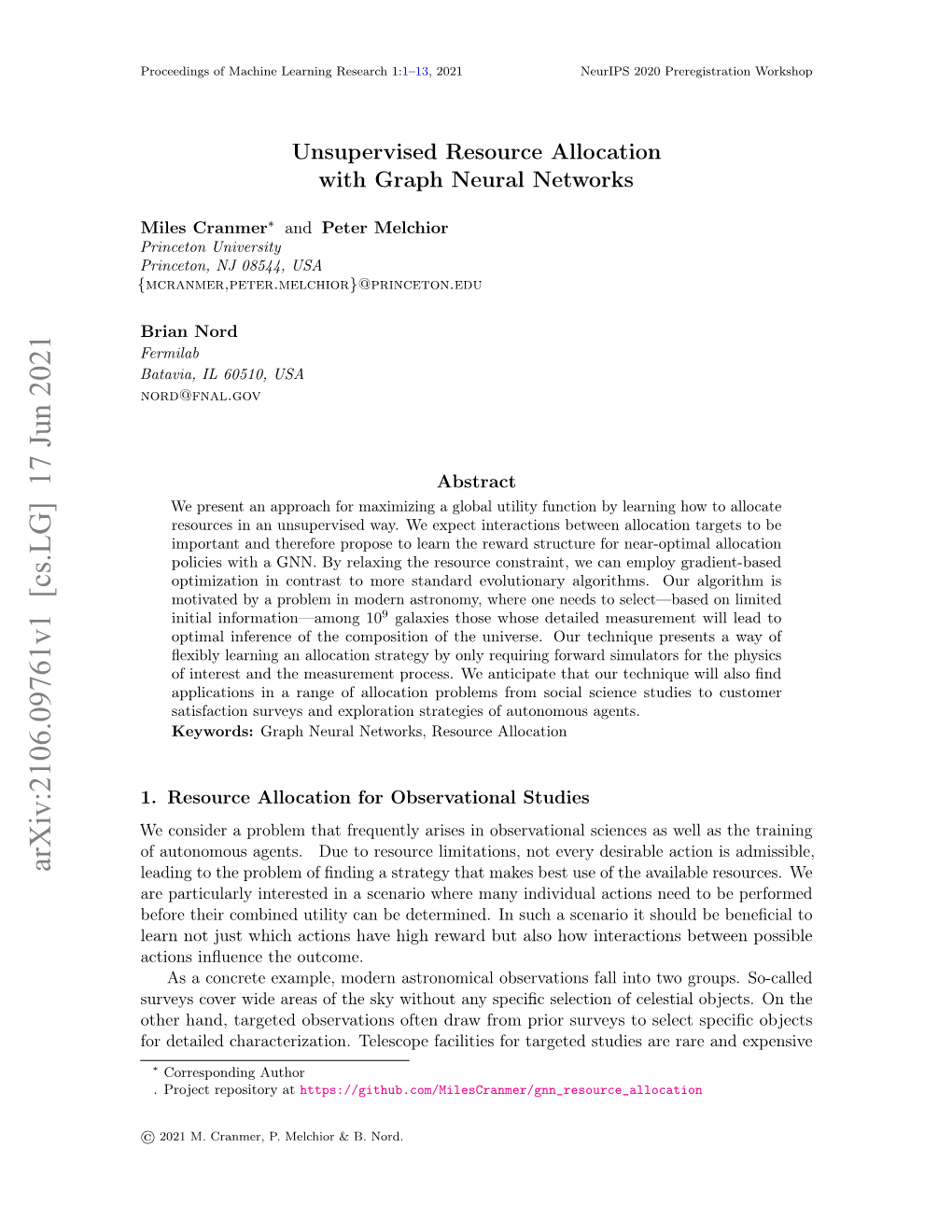 Unsupervised Resource Allocation with Graph Neural Networks