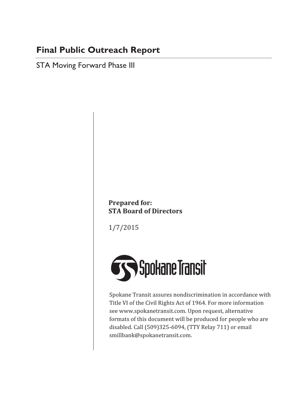 Final Public Outreach Report STA Moving Forward Phase III