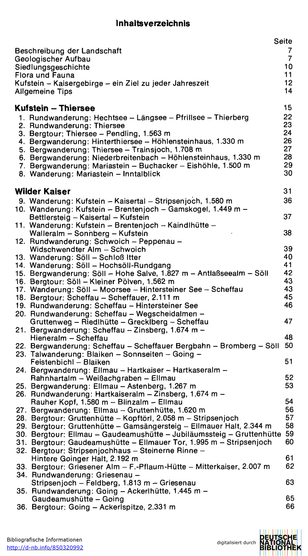 Inhaltsverzeichnis Wilder Kaiser 31