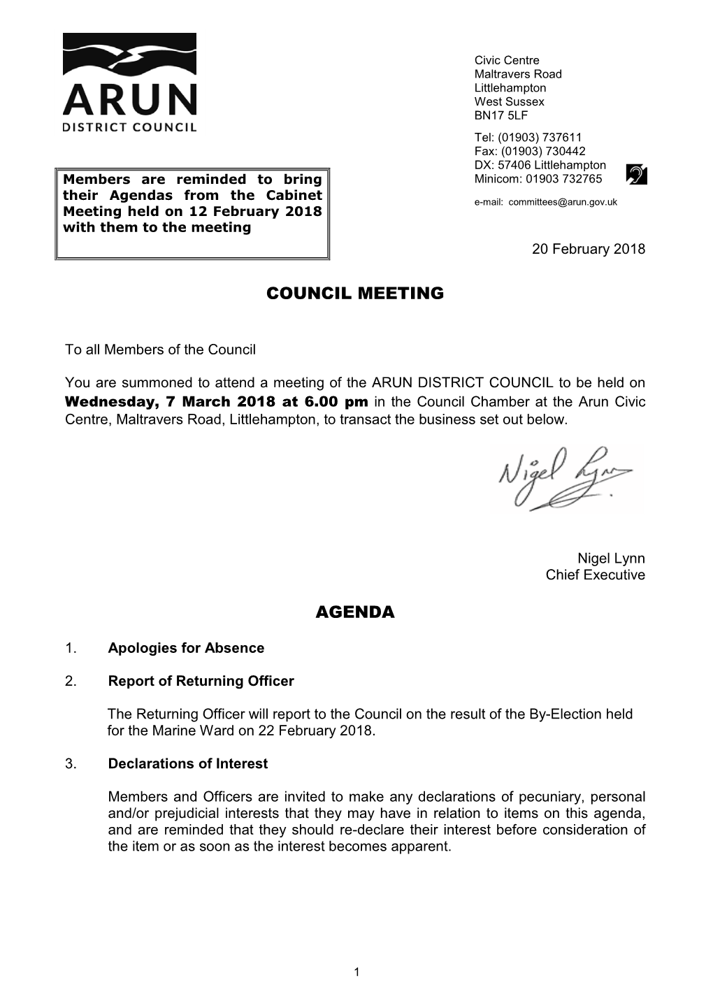 Council Meeting Agenda