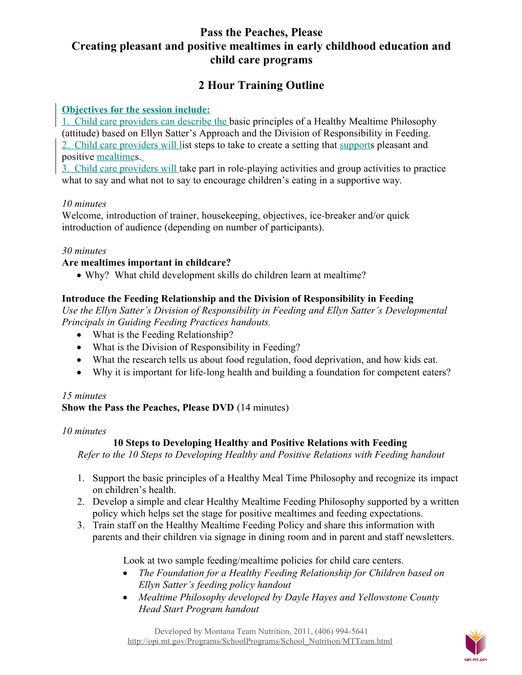 Outline for March 12 Training in Poplar