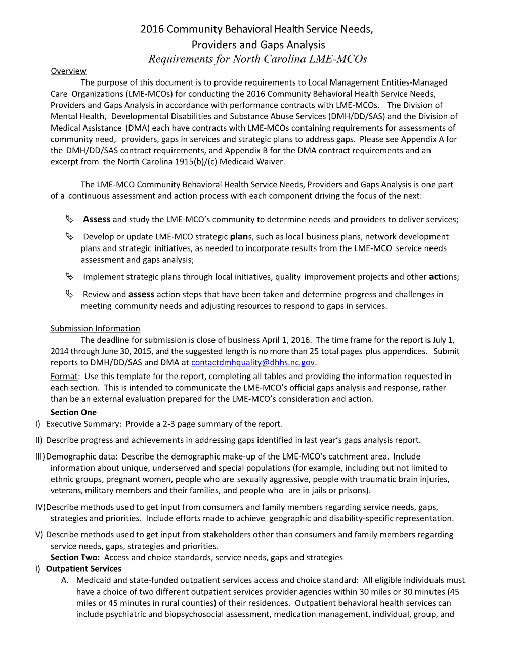 Requirements for 2015 Provider Capacity Gaps Analysis and Needs Assessment