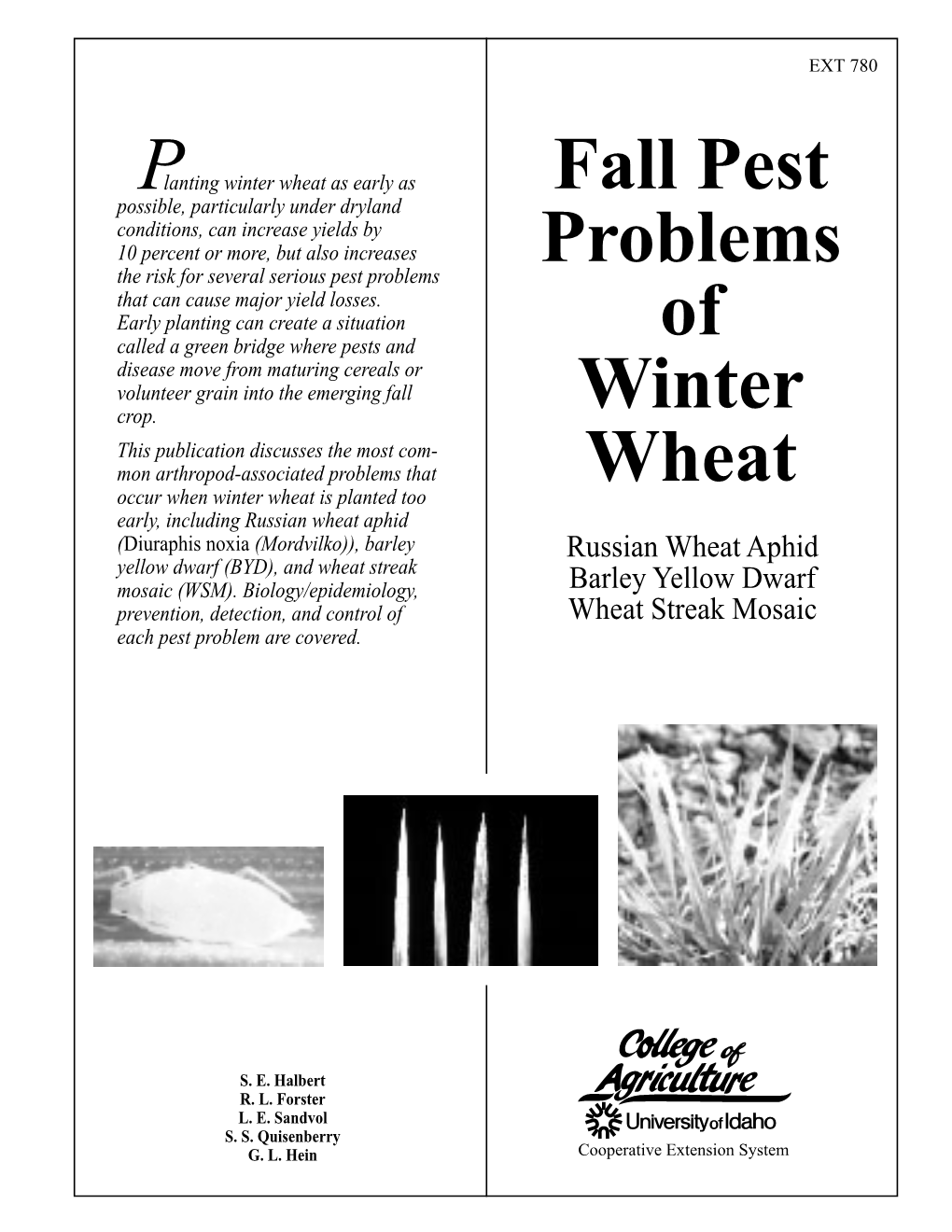 Fall Pest Problems of Winter Wheat