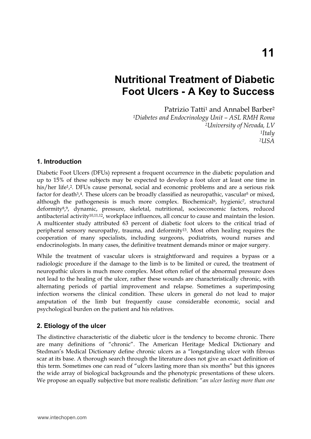 Nutritional Treatment of Diabetic Foot Ulcers - a Key to Success