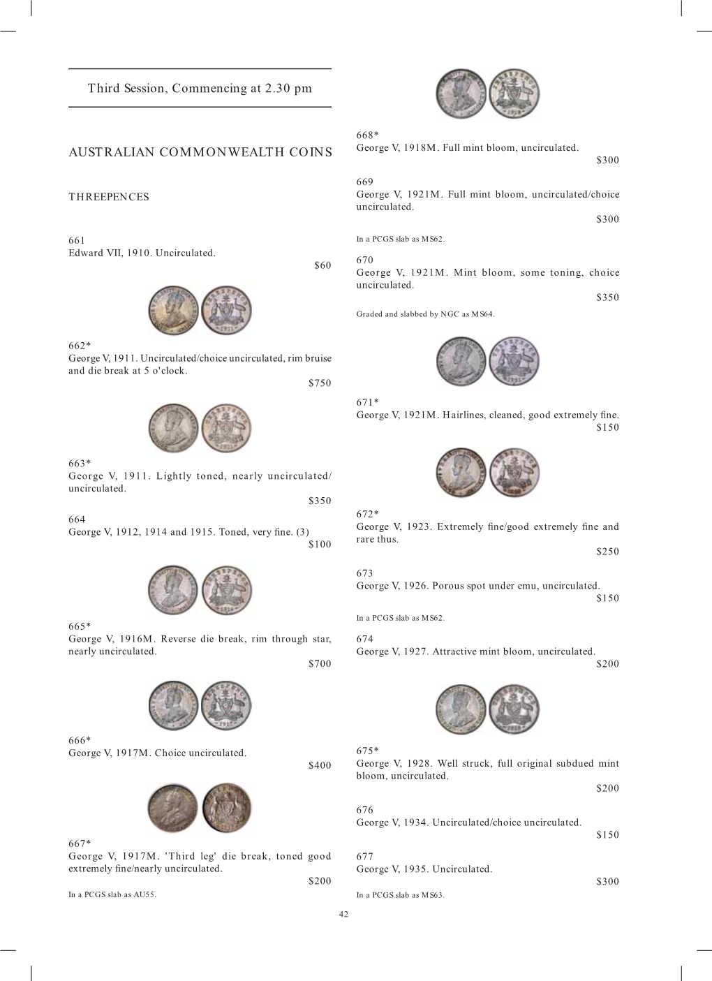 Third Session, Commencing at 2.30 Pm AUSTRALIAN COMMONWEALTH COINS
