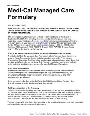 Medi-Cal Managed Care Formulary