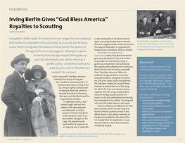 Irving Berlin Gives “God Bless America” Royalties to Scouting