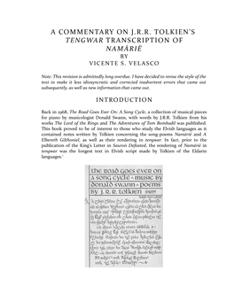 A Commentary on Tolkien's Tengwar Translitteration of Namárië