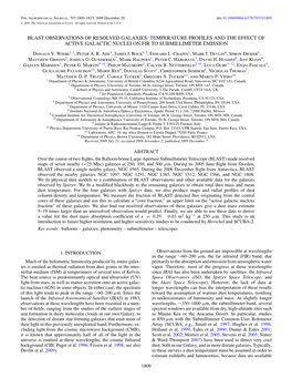 Blast Observations of Resolved Galaxies: Temperature Profiles and the Effect of Active Galactic Nuclei on Fir to Submillimeter Emission