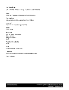 Progress in Ecological Stoichiometry