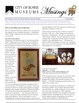 New in the Museums Collection Mansion’S Interpretive Collection