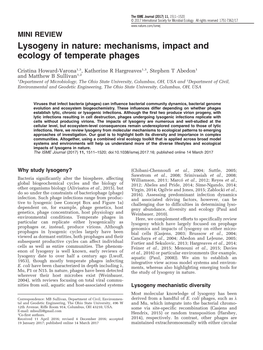 Lysogeny in Nature: Mechanisms, Impact and Ecology of Temperate Phages