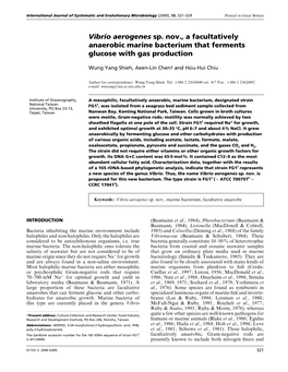 Vibrio Aerogenes Sp. Nov., a Facultatively Anaerobic Marine Bacterium That Ferments Glucose with Gas Production