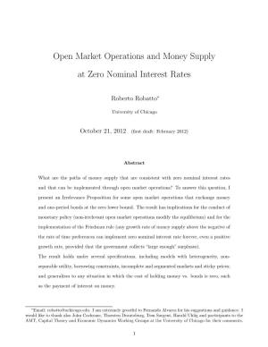 Open Market Operations and Money Supply at Zero Nominal Interest Rates