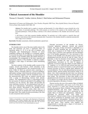 Clinical Assessment of the Shoulder Thomas D