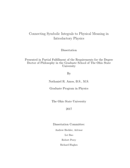 Connecting Symbolic Integrals to Physical Meaning in Introductory Physics