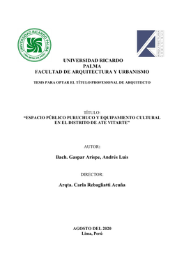 Universidad Ricardo Palma Facultad De Arquitectura Y Urbanismo