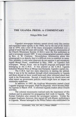 The Uganda Press: a Commentary